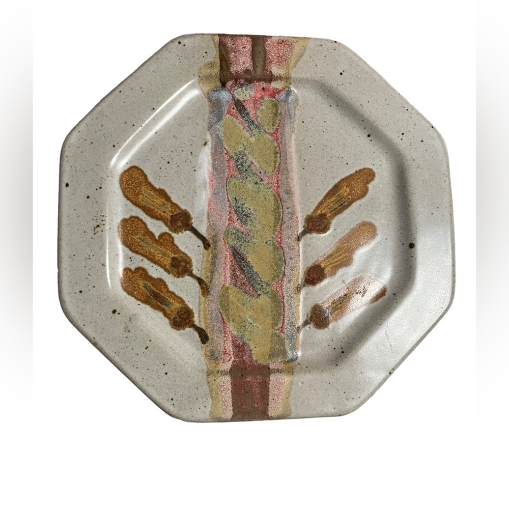 Happy valley Chappelle pottery signed octagonal art plate. No chips OOAK